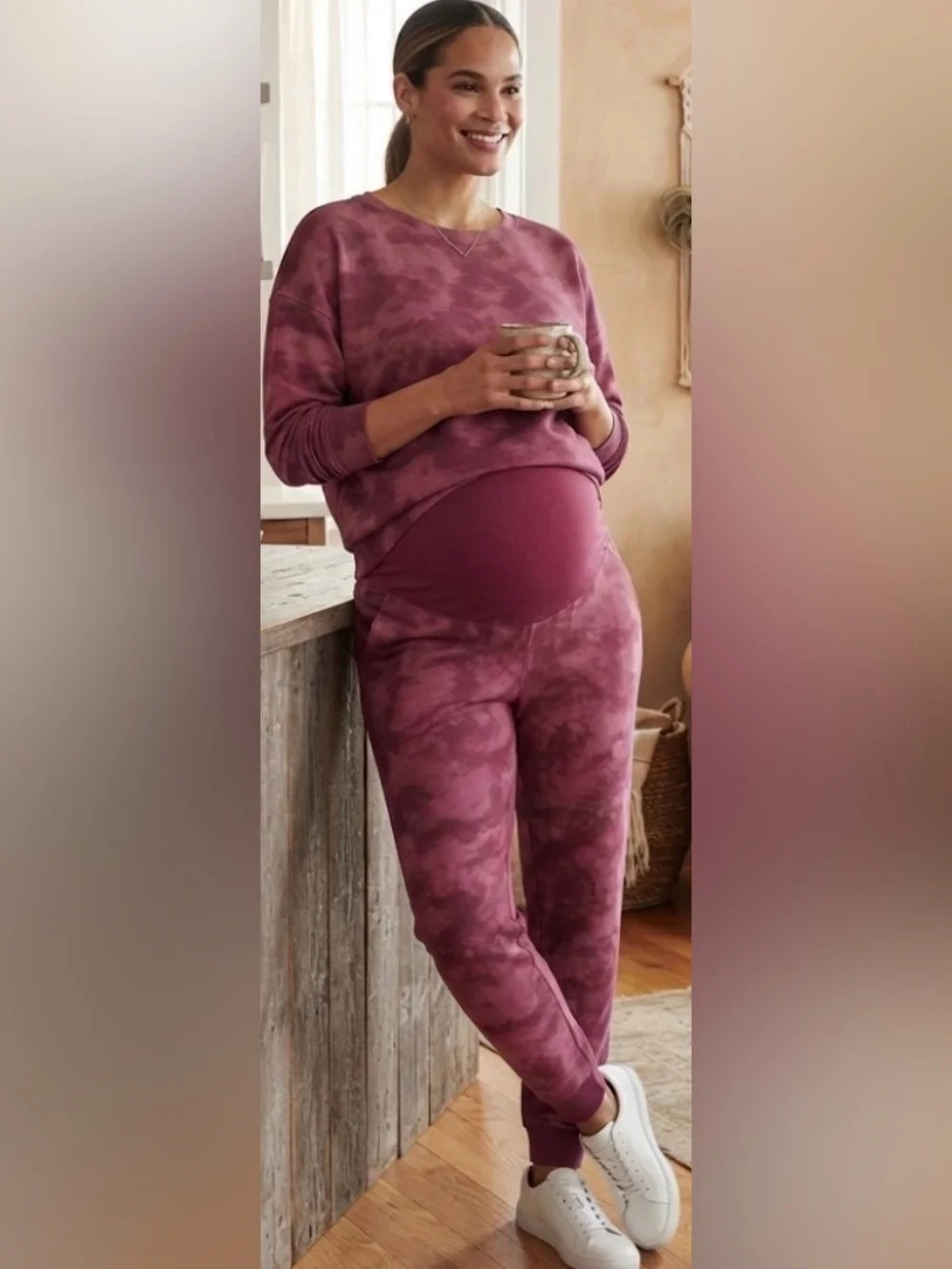 Old Navy Pink Tie-Dye Maternity Jogger Pant Size Large NWT